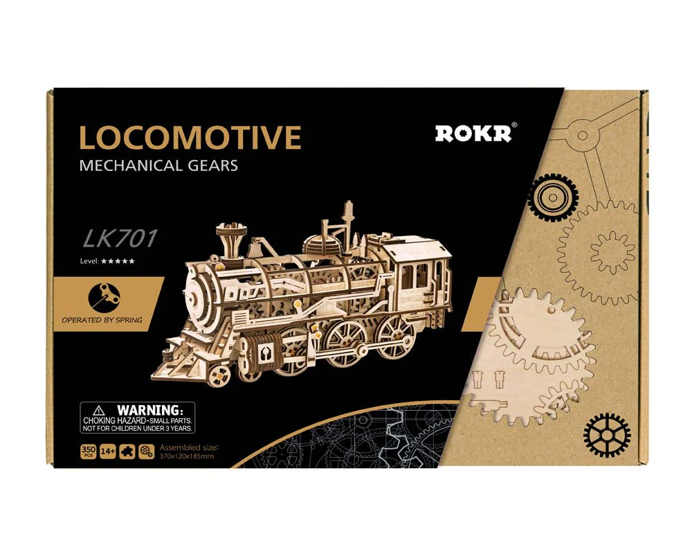 ROKR Locomotive Mechanical Wooden Train Kit LK701 - Image 5