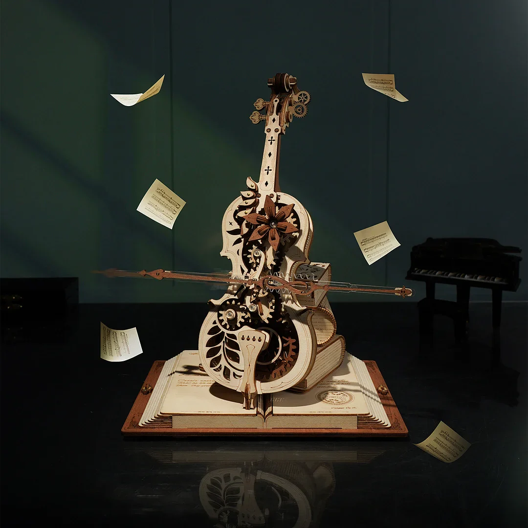 ROKR Magic Cello Mechanical Music Box 3D Wooden Puzzle AMK63 - Image 4