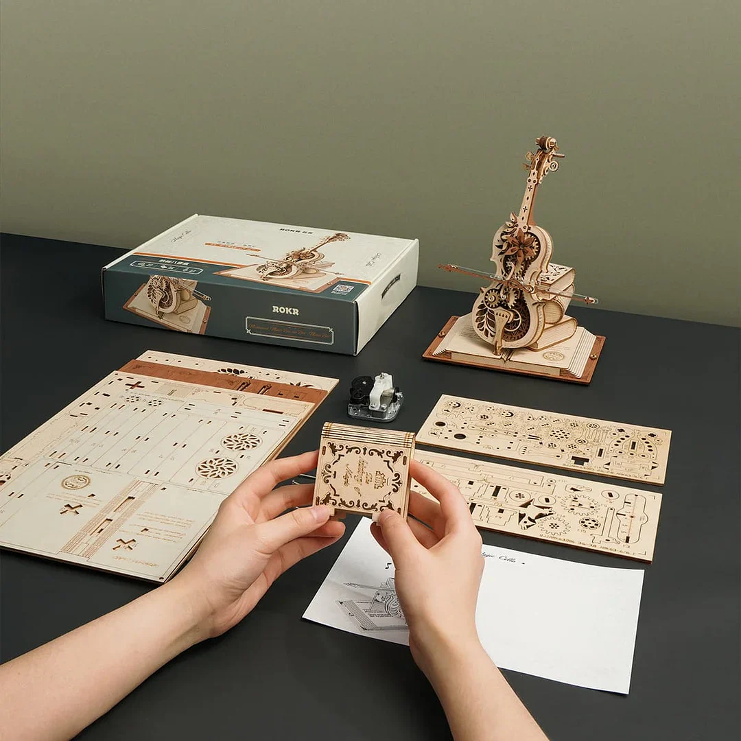 ROKR Magic Cello Mechanical Music Box 3D Wooden Puzzle AMK63 - Image 5