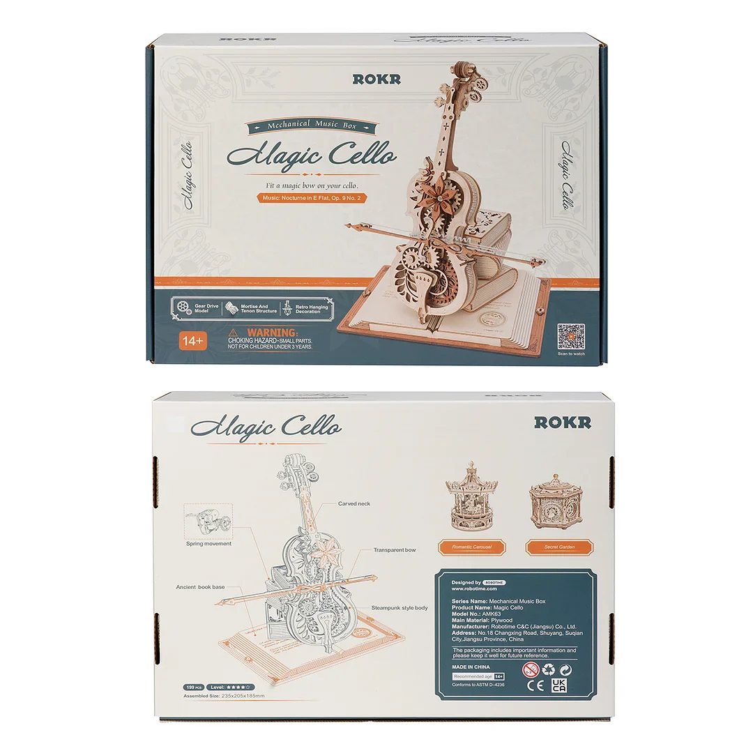 ROKR Magic Cello Mechanical Music Box 3D Wooden Puzzle AMK63 - Image 7