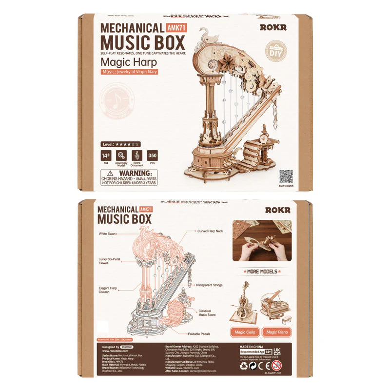 ROKR -  Magic Harp Music Box Wooden 3D Puzzle AMK71 - Image 9