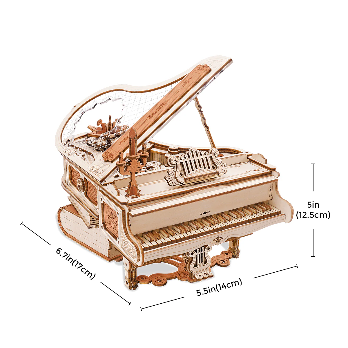 ROKR Magic Piano Mechanical Music Box 3D Wooden Puzzle AMK81 - Image 7