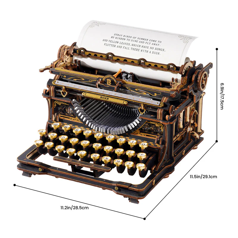 ROKR  Mechanical Typewriter Wooden 3D Puzzle LK703B (Classic Version) [PRE-ORDER] - Image 9