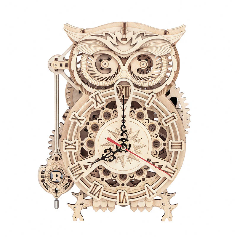 ROKR Owl Clock Mechanical Gears 3D Wooden Puzzle LK503