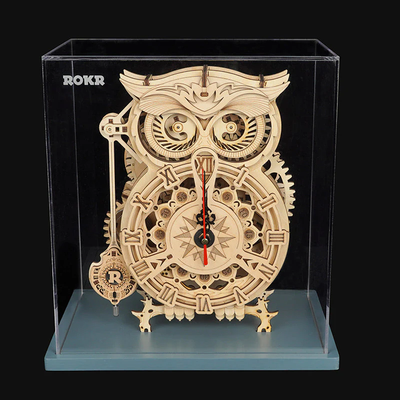 ROKR Owl Clock Mechanical Gears 3D Wooden Puzzle LK503 - Image 4