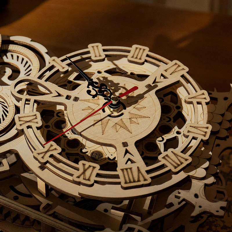 ROKR Owl Clock Mechanical Gears 3D Wooden Puzzle LK503 - Image 5