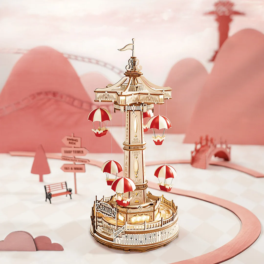 ROKR Parachute Tower DIY Music Box 3D Wooden Puzzle EA01 - Image 2
