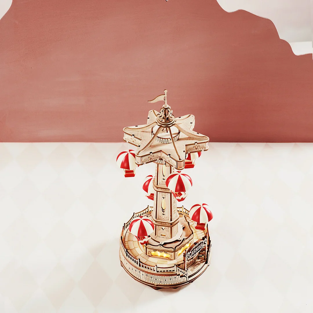 ROKR Parachute Tower DIY Music Box 3D Wooden Puzzle EA01 - Image 3