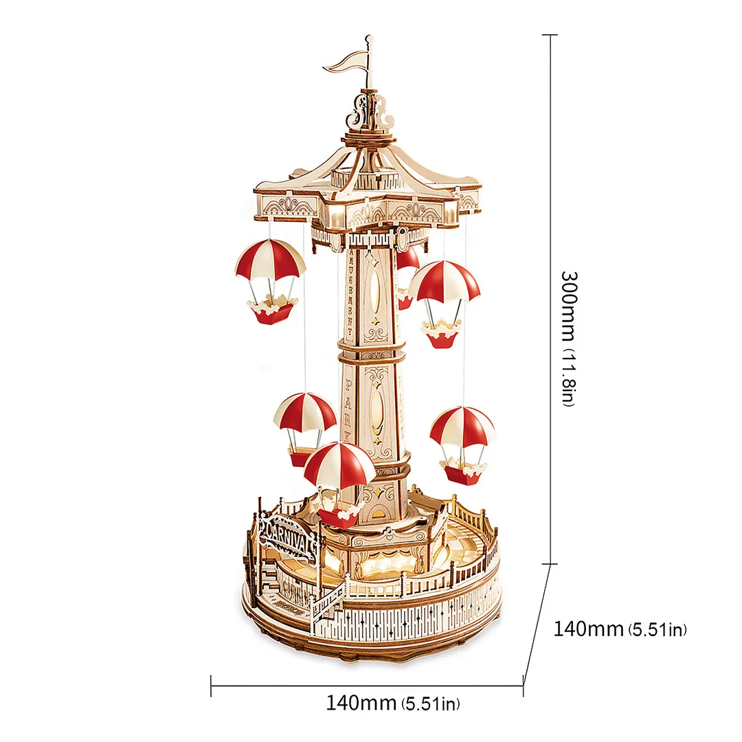 ROKR Parachute Tower DIY Music Box 3D Wooden Puzzle EA01 - Image 4