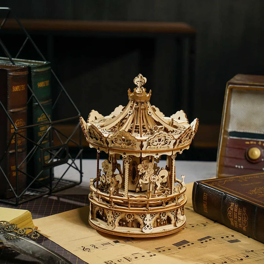 ROKR Romantic Carousel Mechanical Music Box 3D Wooden Puzzle AMK62 - Image 2