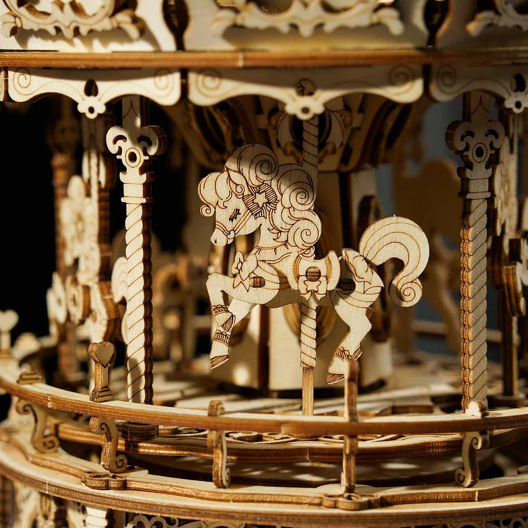 ROKR Romantic Carousel Mechanical Music Box 3D Wooden Puzzle AMK62 - Image 3