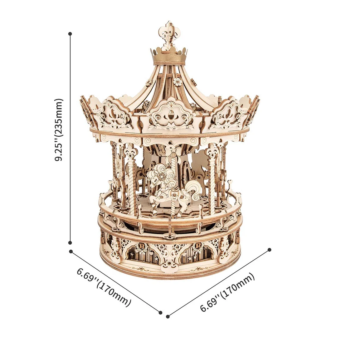 ROKR Romantic Carousel Mechanical Music Box 3D Wooden Puzzle AMK62 - Image 5