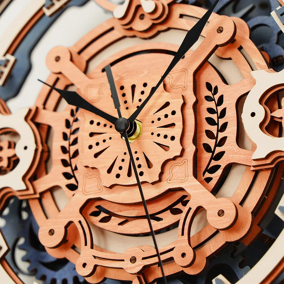 ROKR Romantic Note Wall Clock Mechanical Gear 3D Wooden Puzzle LC701 - Image 3