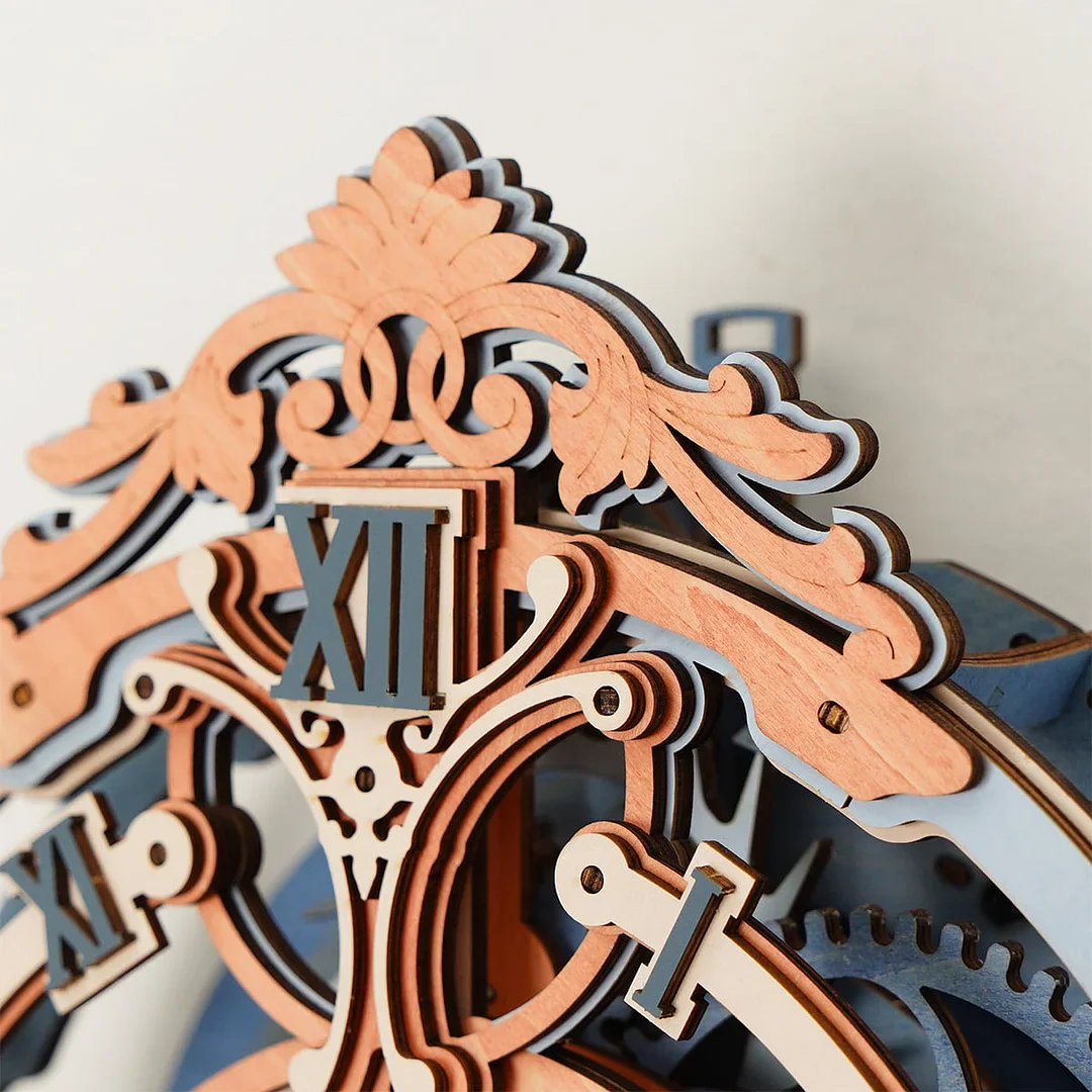 ROKR Romantic Note Wall Clock Mechanical Gear 3D Wooden Puzzle LC701 - Image 4