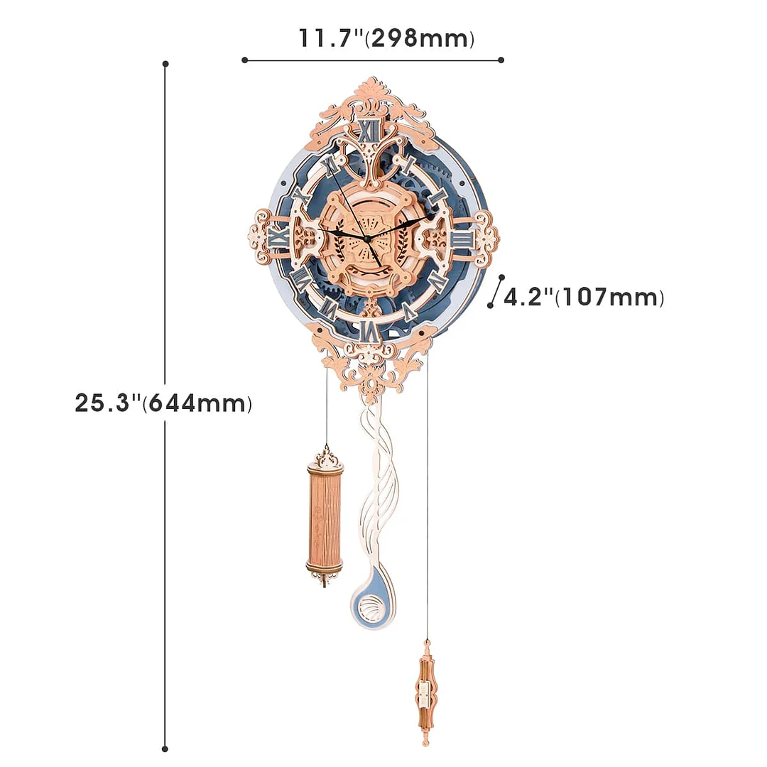 ROKR Romantic Note Wall Clock Mechanical Gear 3D Wooden Puzzle LC701 - Image 7