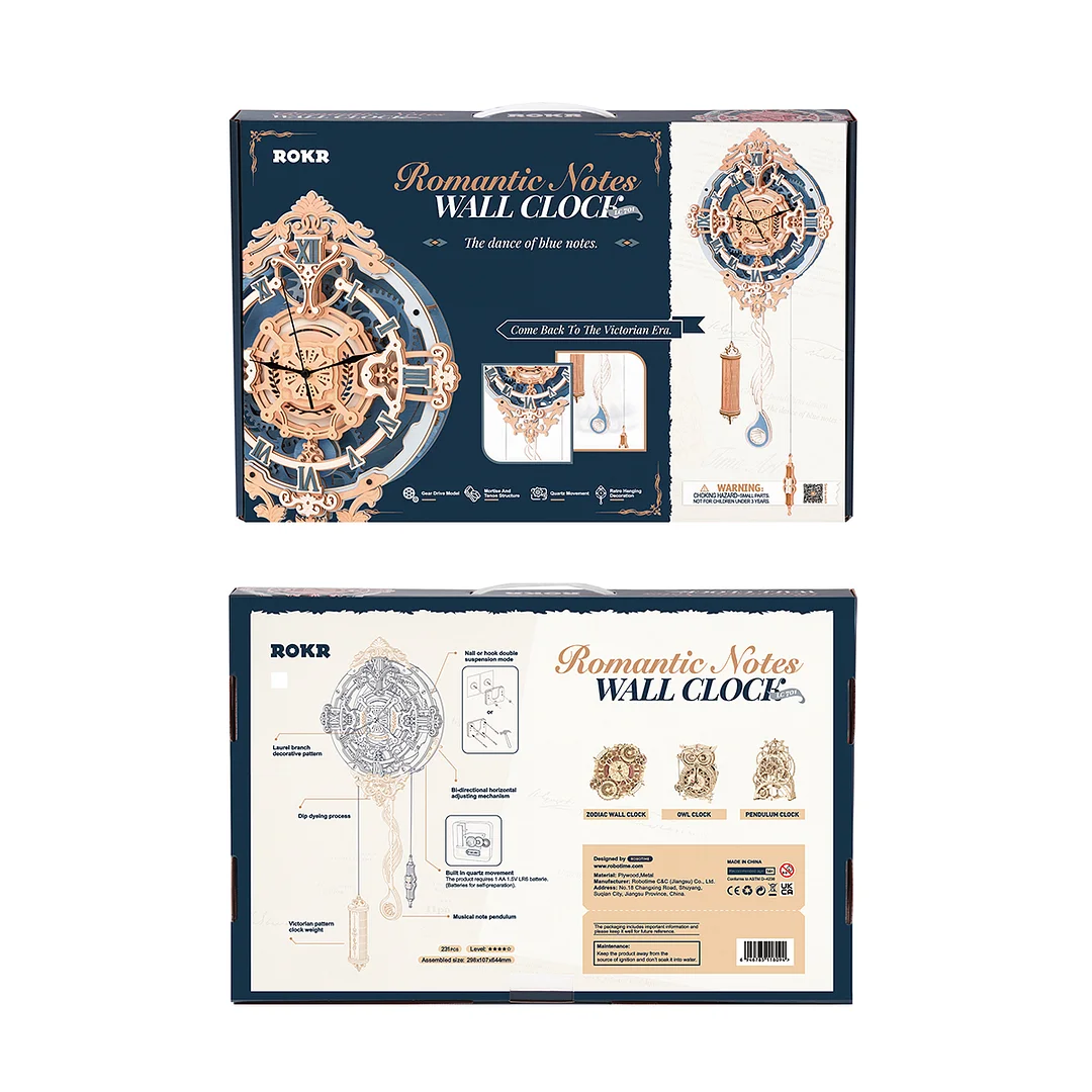 ROKR Romantic Note Wall Clock Mechanical Gear 3D Wooden Puzzle LC701 - Image 8