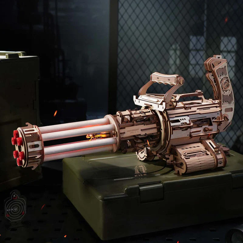 ROKR Rotating-Barrel Machine Gun Toy 3D Wooden Puzzle LQA01 - Image 2