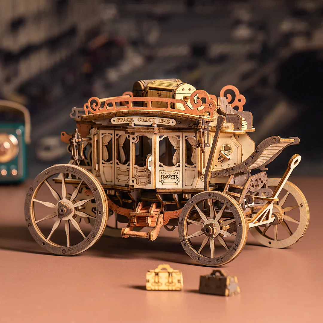 ROKR Stagecoach Mechanical Music Box 3D Wooden Puzzle AMKA1 - Image 2