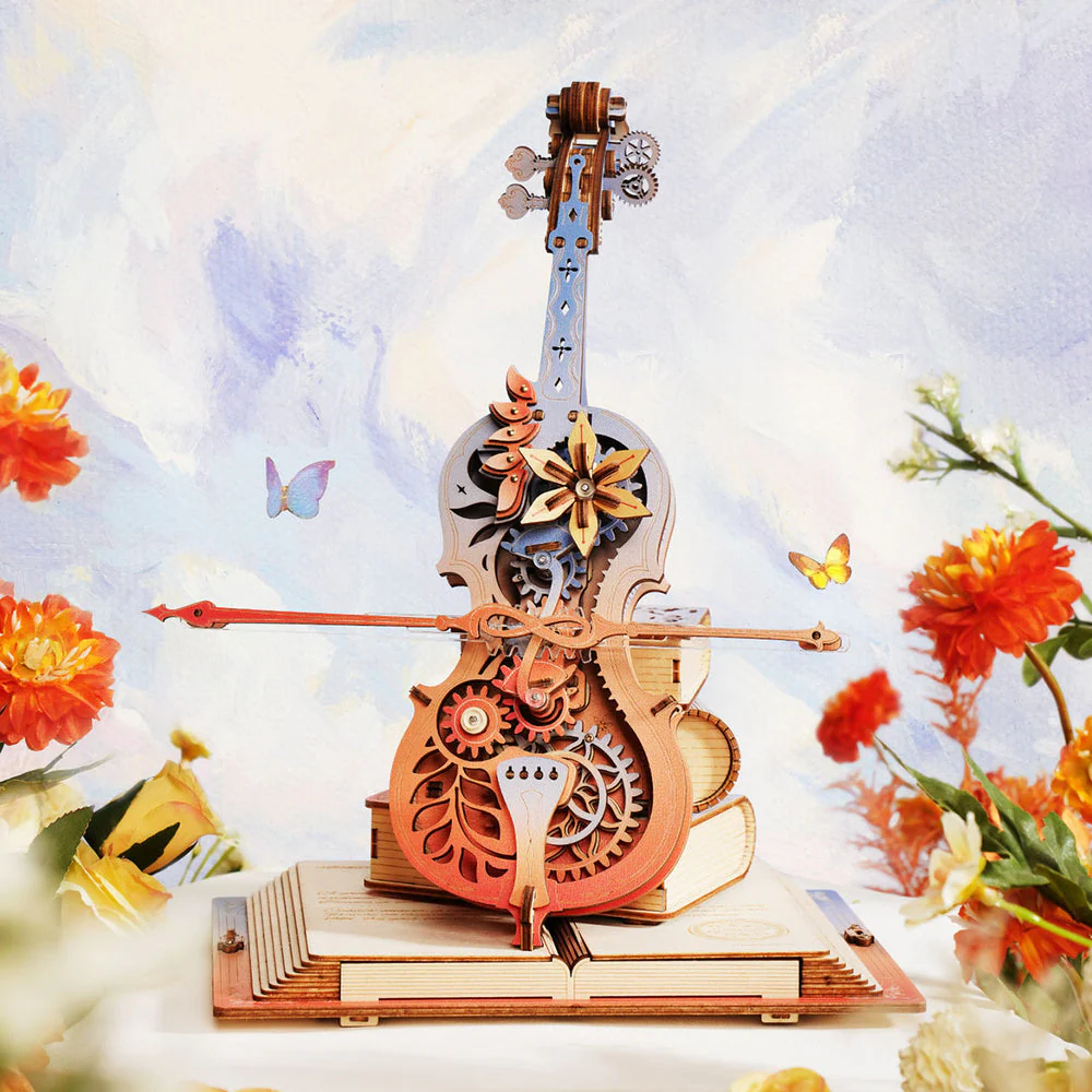 ROKR - Symphony of Gorgeous Dreams Mechanical Cello Music Box 3D Wooden Puzzle AMK63M - Image 2