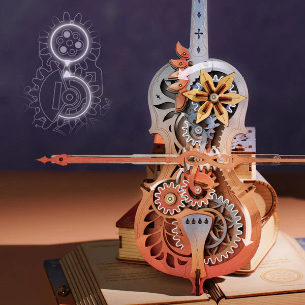 ROKR - Symphony of Gorgeous Dreams Mechanical Cello Music Box 3D Wooden Puzzle AMK63M - Image 3