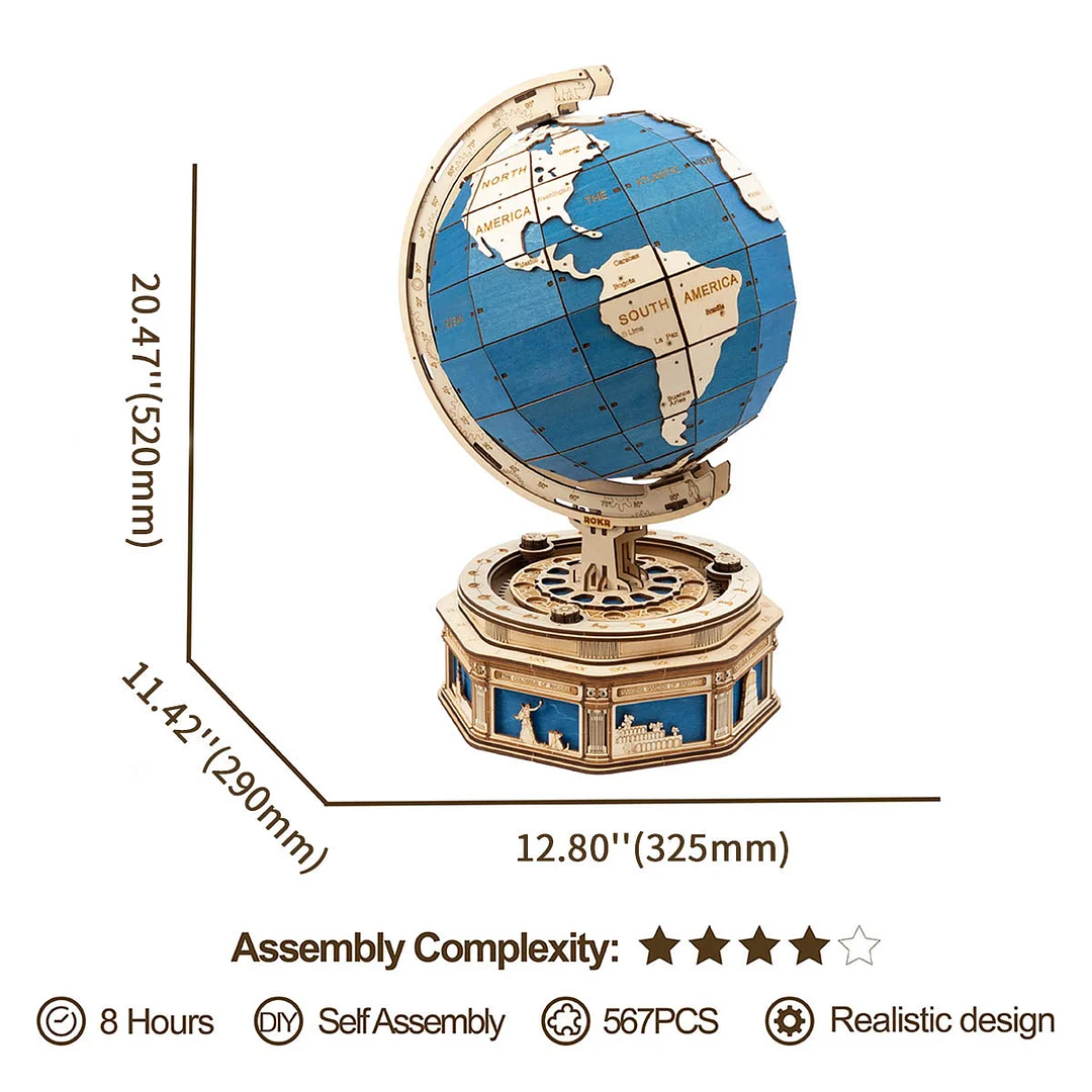 ROKR The Globe Model 3D Wooden Puzzle ST002 - Image 5