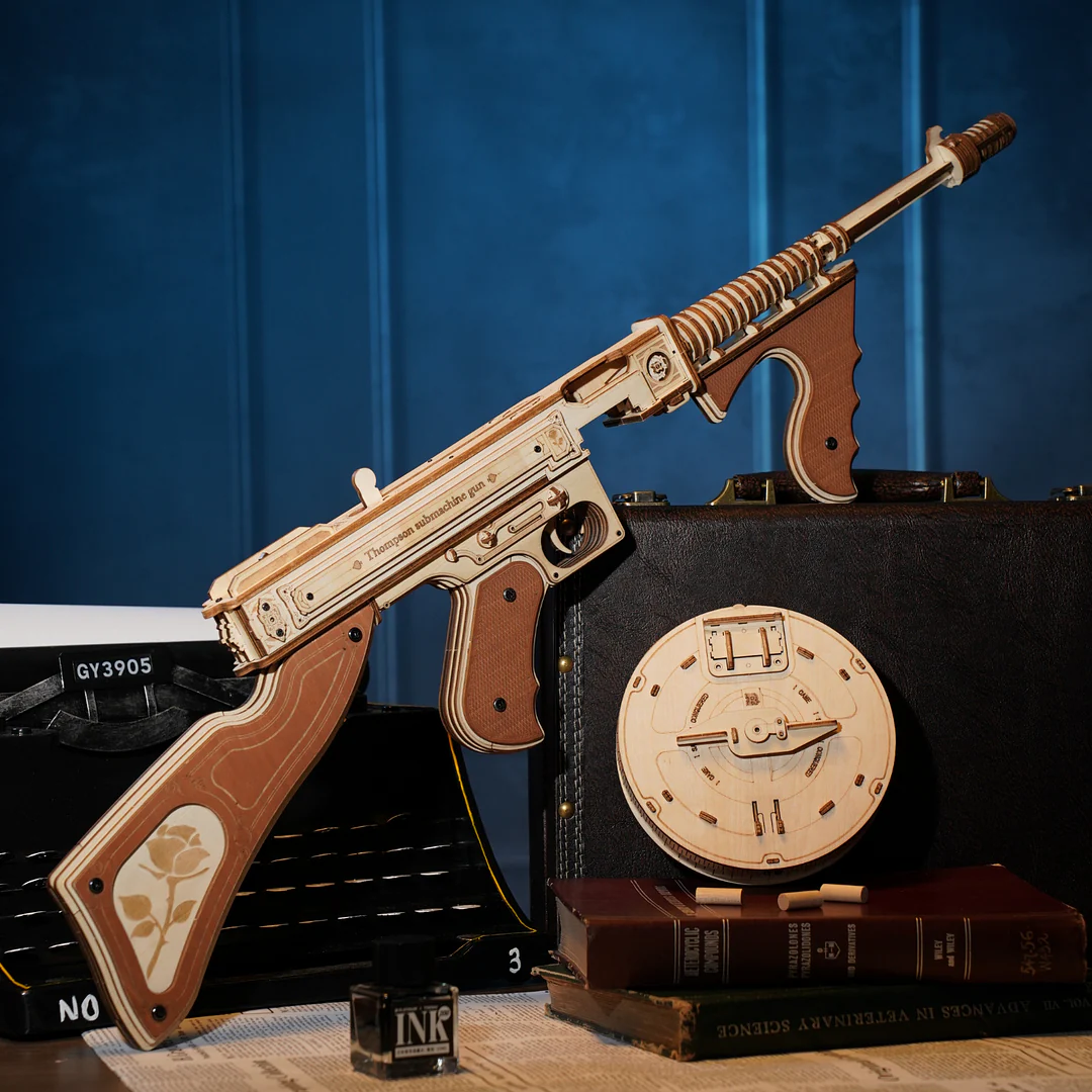 ROKR Thompson Submachine Toy Gun 3D Wooden Puzzle LQB01 - Image 8