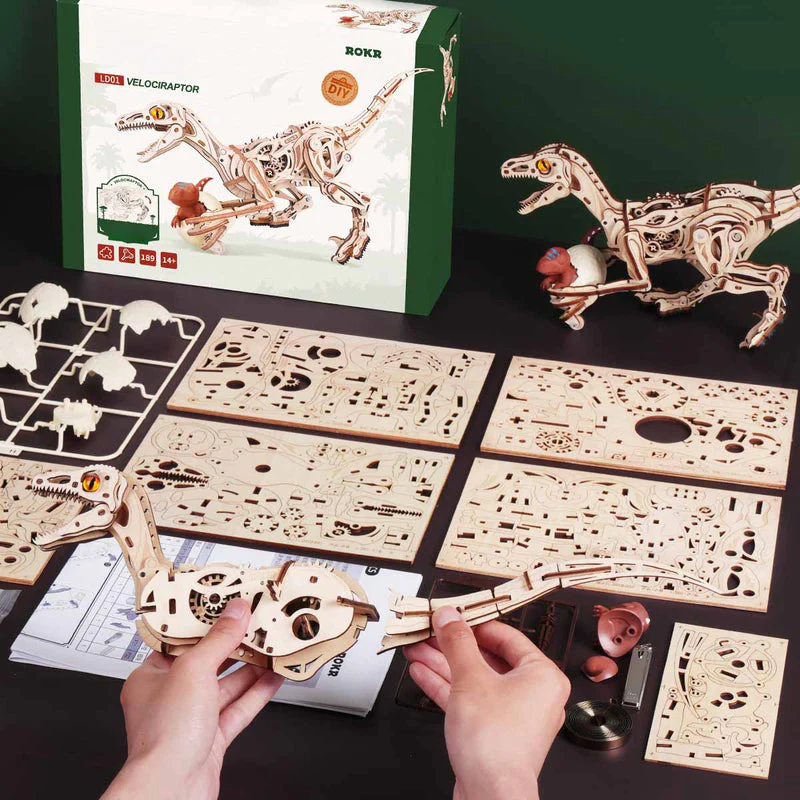 ROKR Velociraptor Mechanical 3D Wooden Puzzle LD01 - Image 6