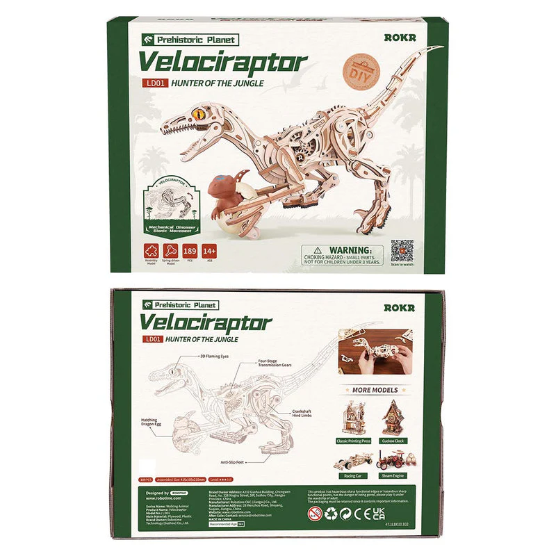 ROKR Velociraptor Mechanical 3D Wooden Puzzle LD01 - Image 8