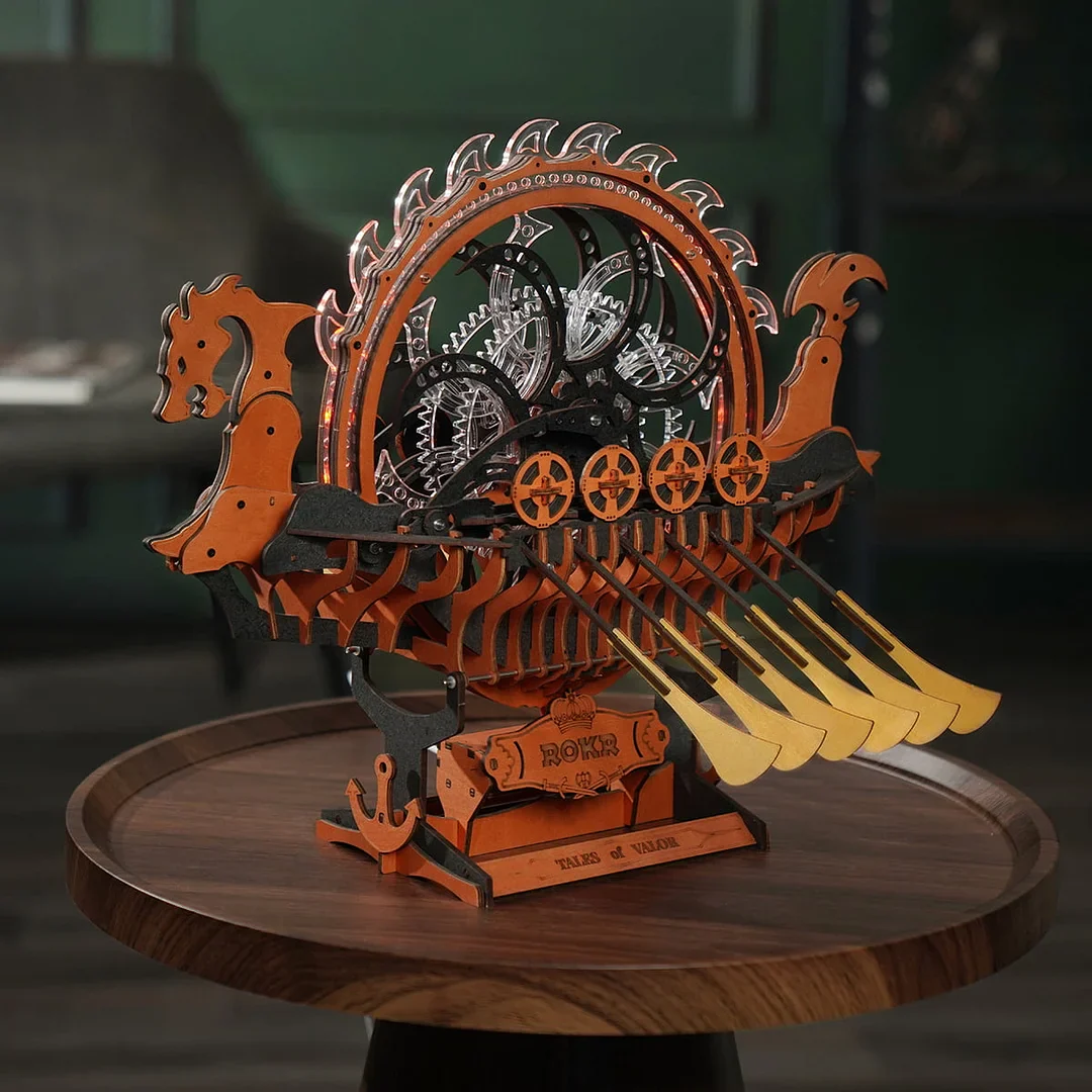 ROKR Viking Dragon Ship Mechanical 3D Wooden Puzzle LK802 - Image 2