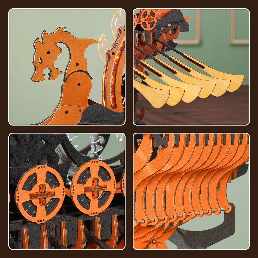 ROKR Viking Dragon Ship Mechanical 3D Wooden Puzzle LK802 - Image 3