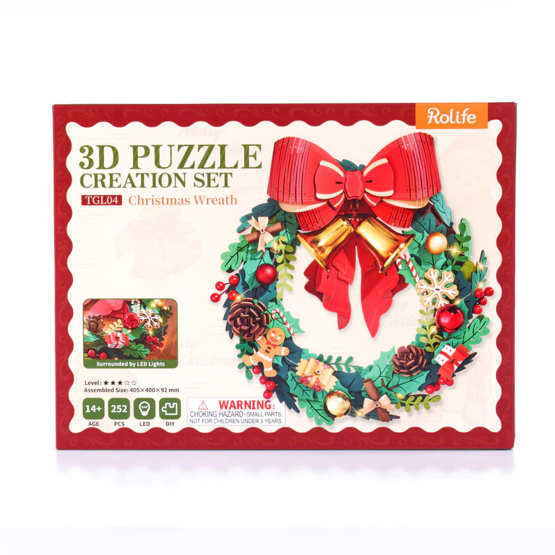 Rolife Christmas Wreath 3D Wooden Puzzle TGL04 - Image 6