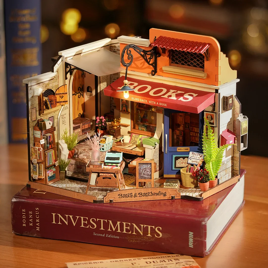 Rolife Corner Bookstore DIY Miniature House Kit DG164 - Image 2