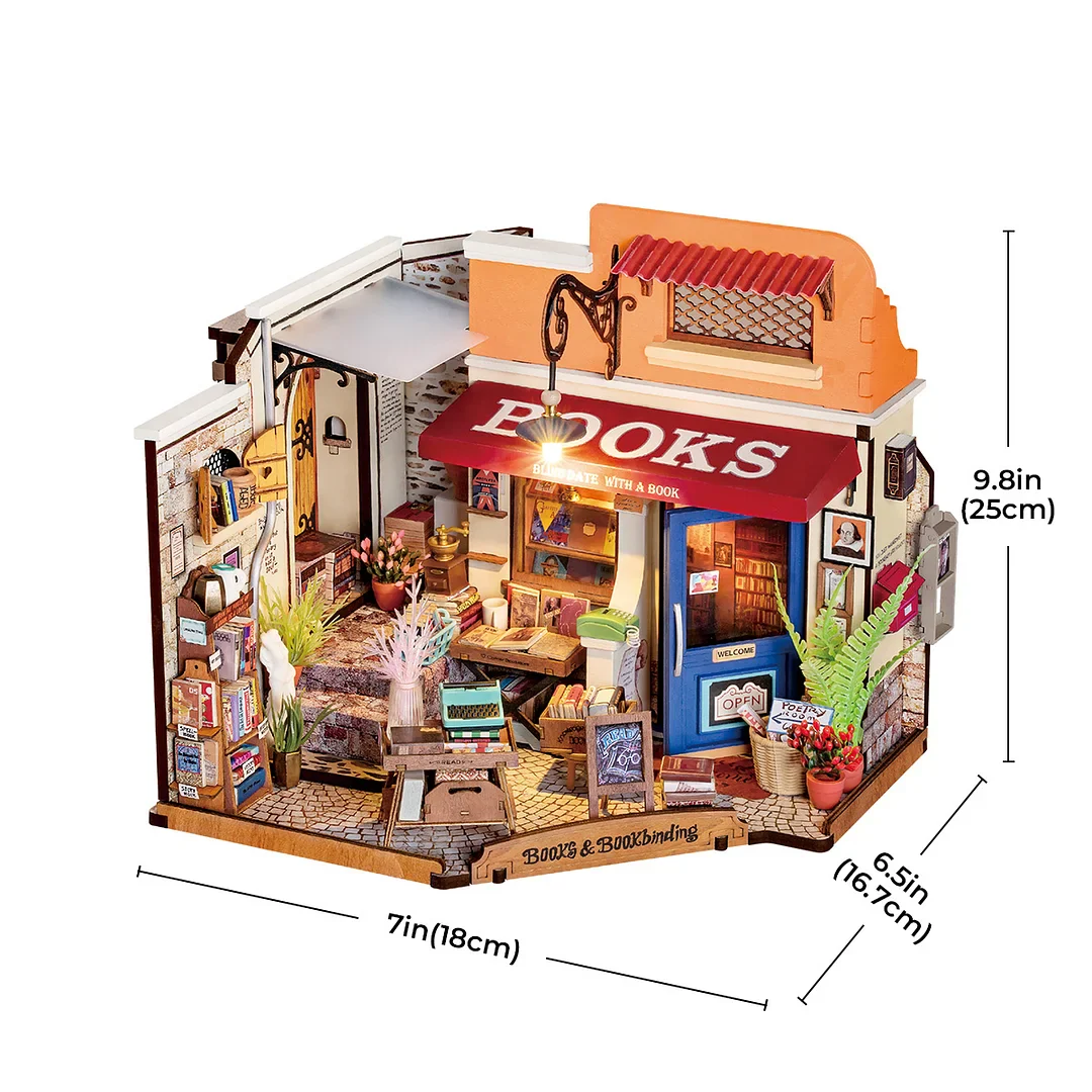 Rolife Corner Bookstore DIY Miniature House Kit DG164 - Image 7