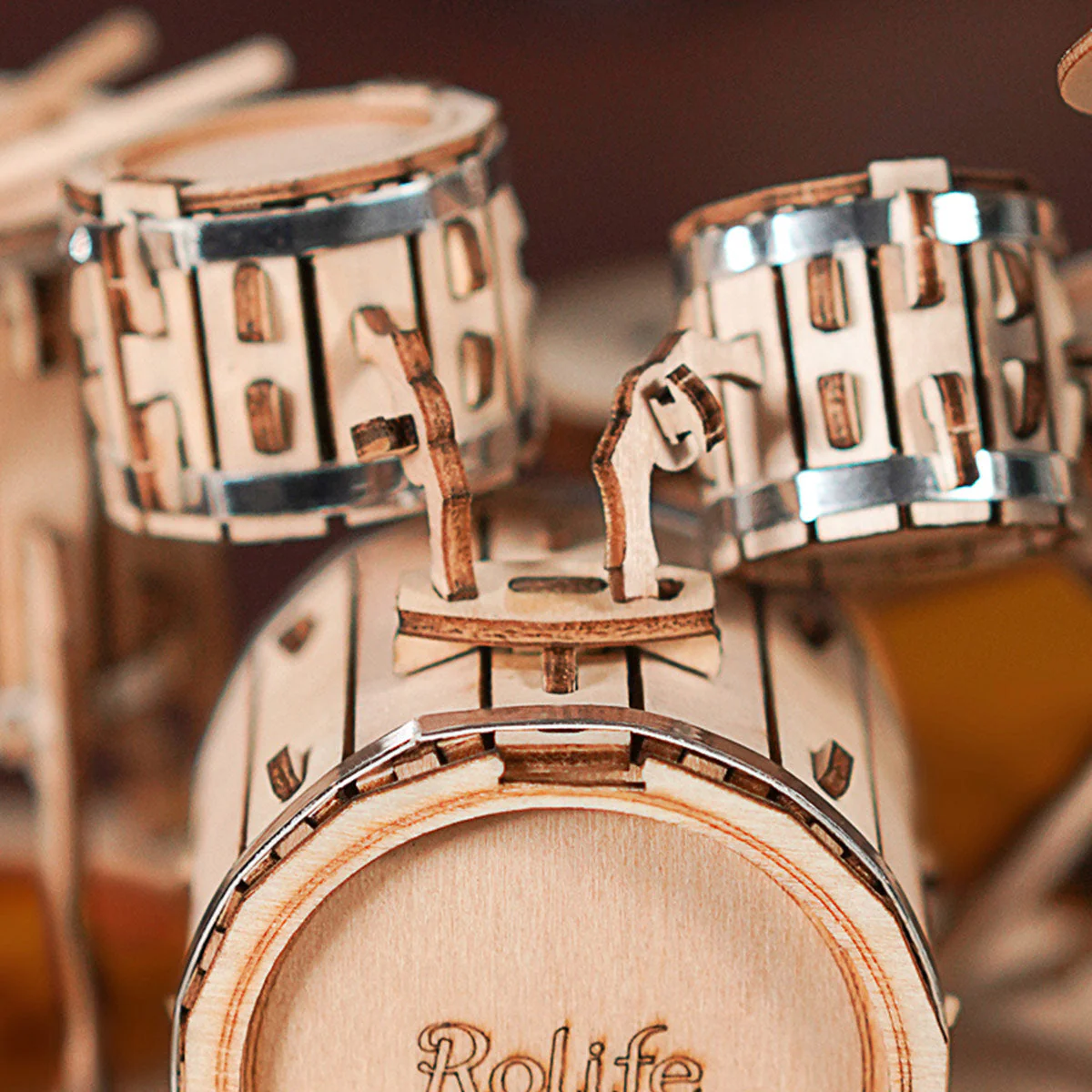 Rolife Drum Kit 3D Wooden Puzzle TG409 - Image 4