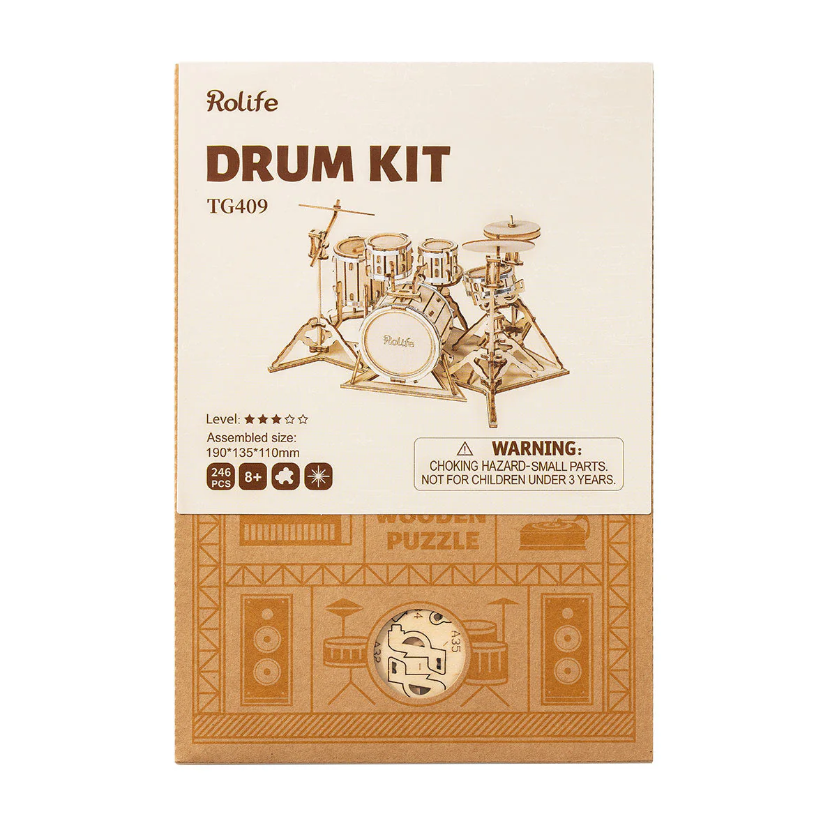 Rolife Drum Kit 3D Wooden Puzzle TG409 - Image 6