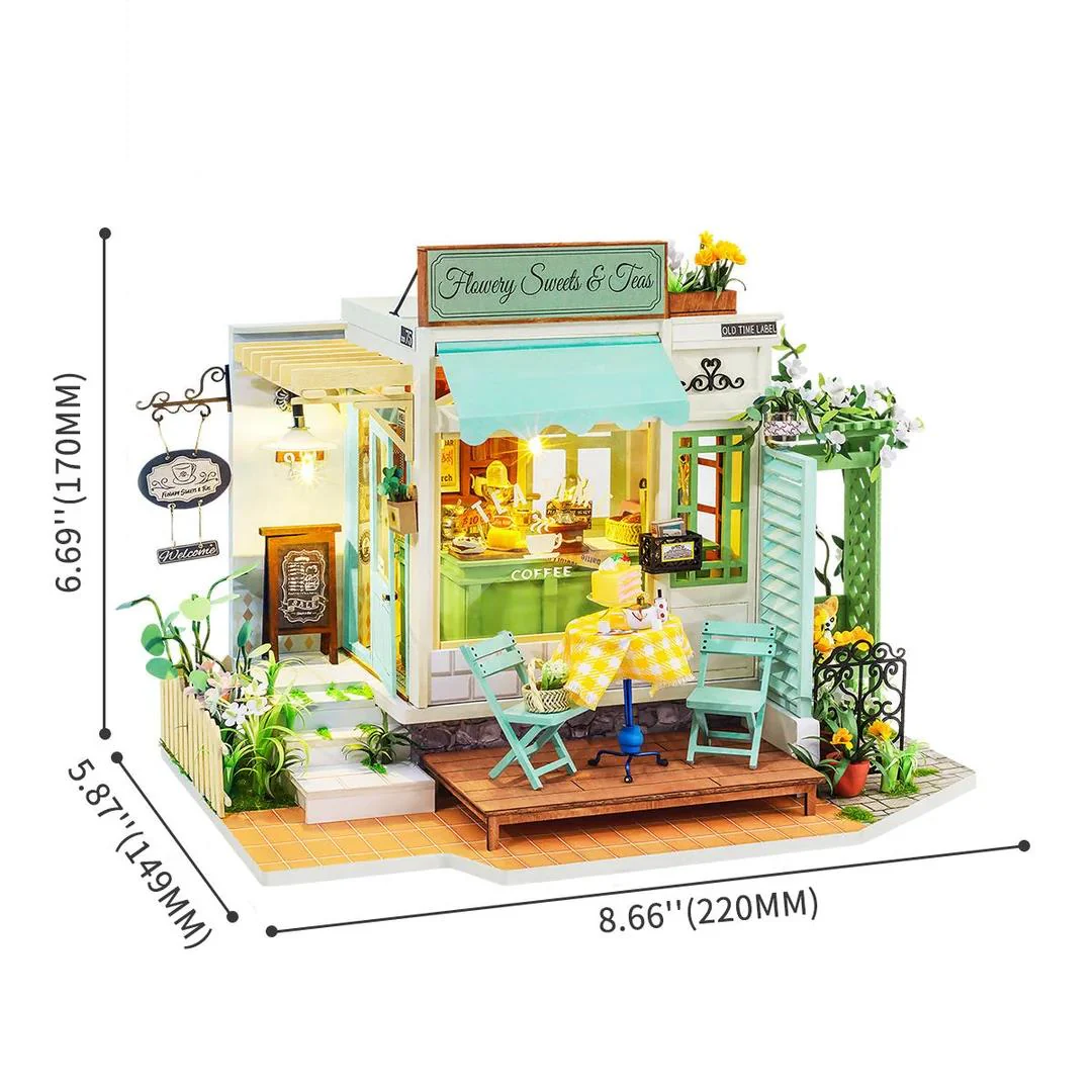 Rolife Flowery Sweets & Teas DIY Miniature Dollhouse Kit DG146 - Image 4