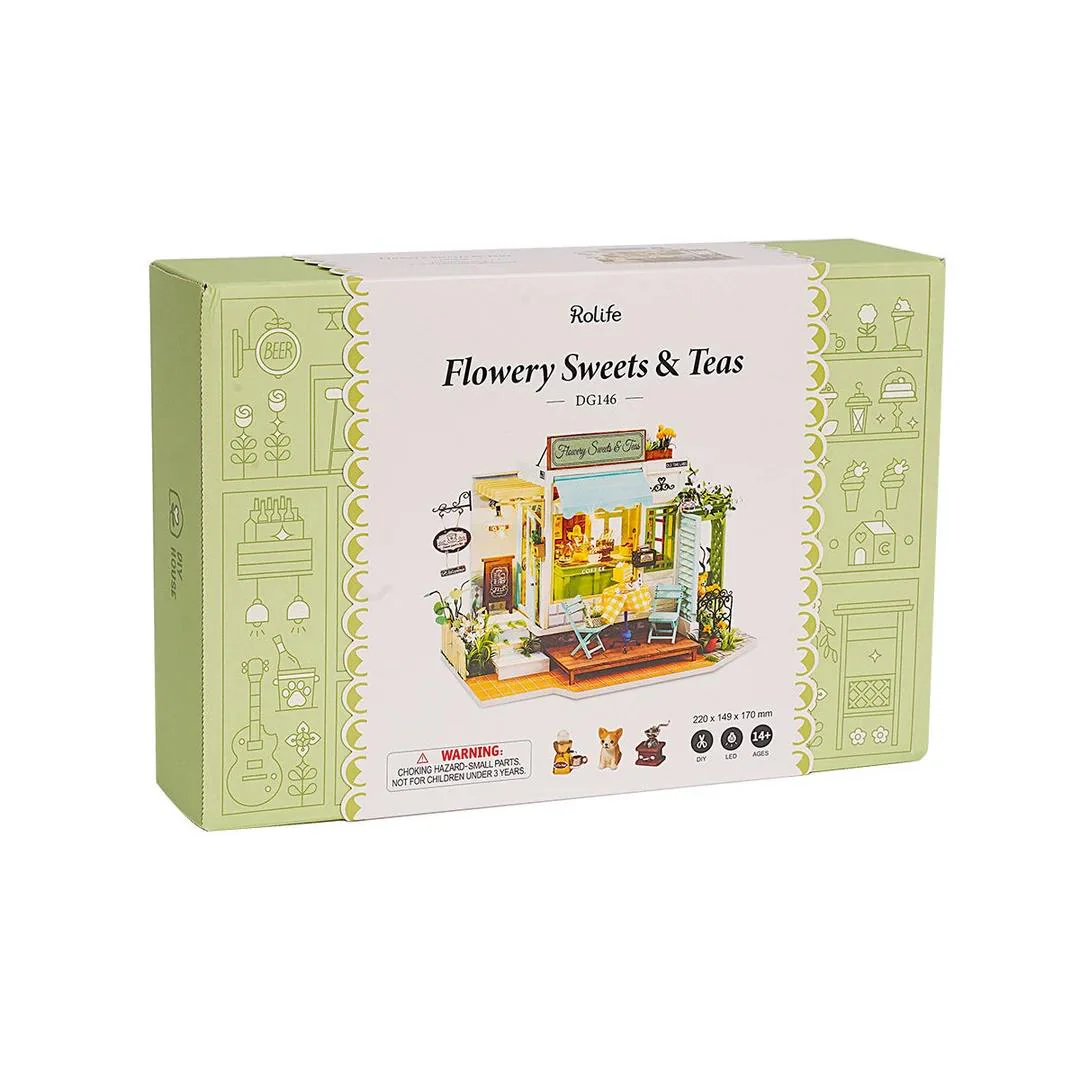 Rolife Flowery Sweets & Teas DIY Miniature Dollhouse Kit DG146 - Image 5