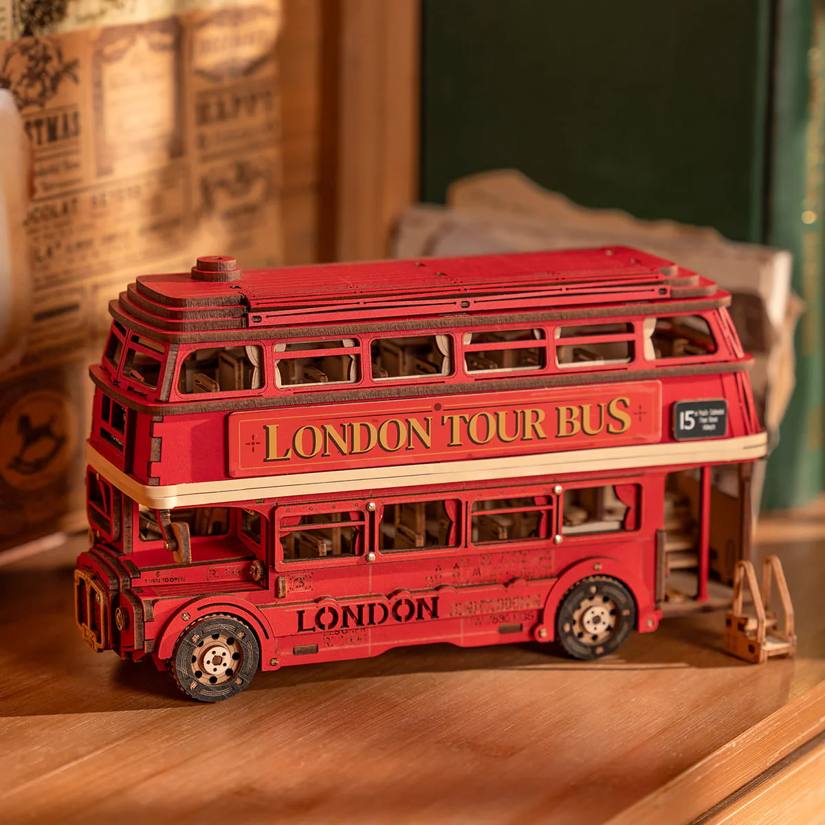 Rolife London Tour Bus 3D Wooden Puzzle TGM02 - Image 2
