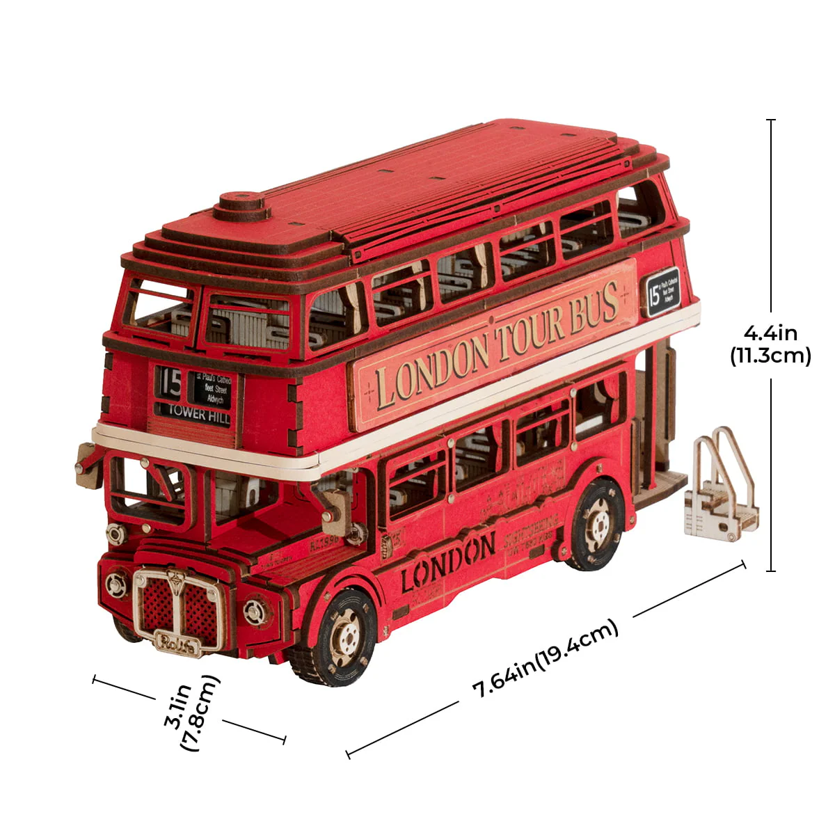 Rolife London Tour Bus 3D Wooden Puzzle TGM02 - Image 6