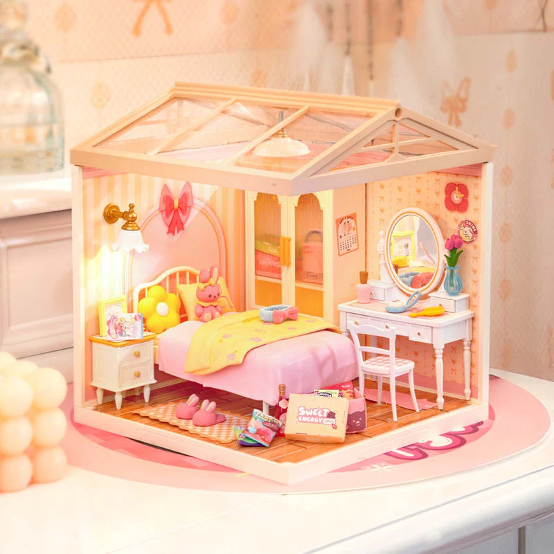Rolife Lovely Pink Bedroom DIY Miniature House DW016 - Image 2