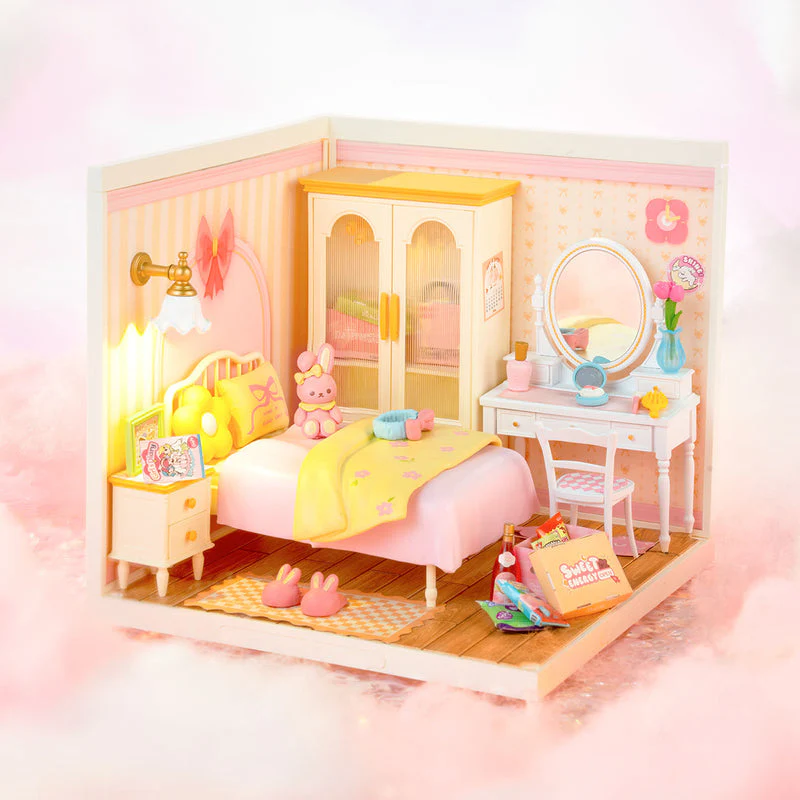Rolife Lovely Pink Bedroom DIY Miniature House DW016 - Image 5