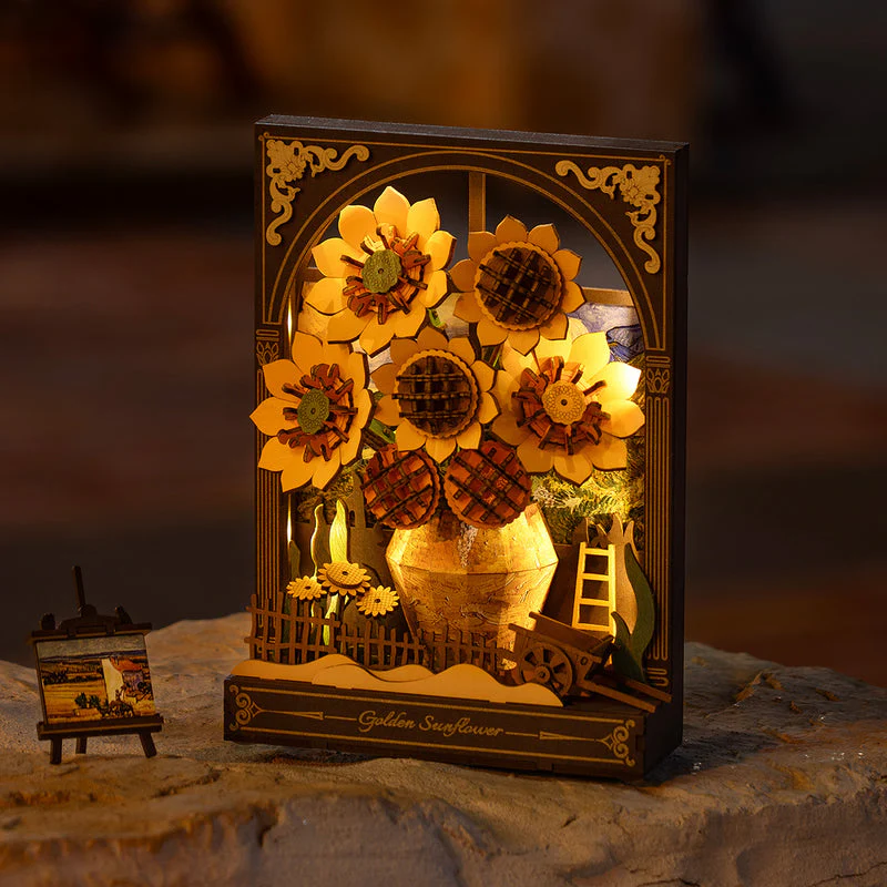 Rolife Rowood Golden Sunflower Wall Art 3D Wooden Puzzle TH002 - Image 2