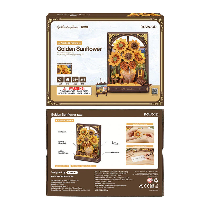 Rolife Rowood Golden Sunflower Wall Art 3D Wooden Puzzle TH002 - Image 7