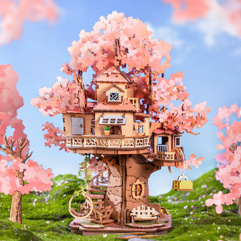 Rolife Sakura Tree House DIY Wooden 3D Puzzle TGS04 - Image 2