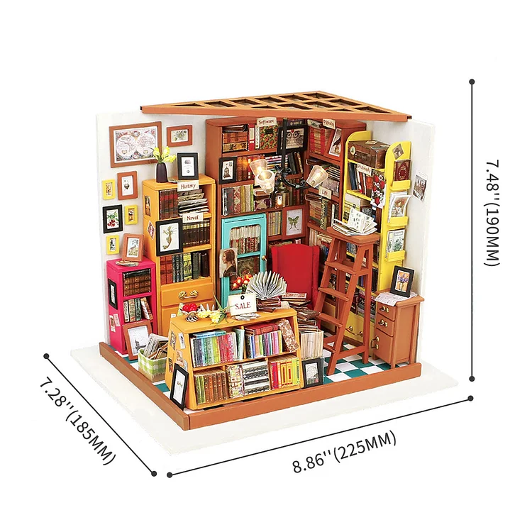 Rolife Sam's Study Library DIY Miniature House Kit DG102 - Image 6
