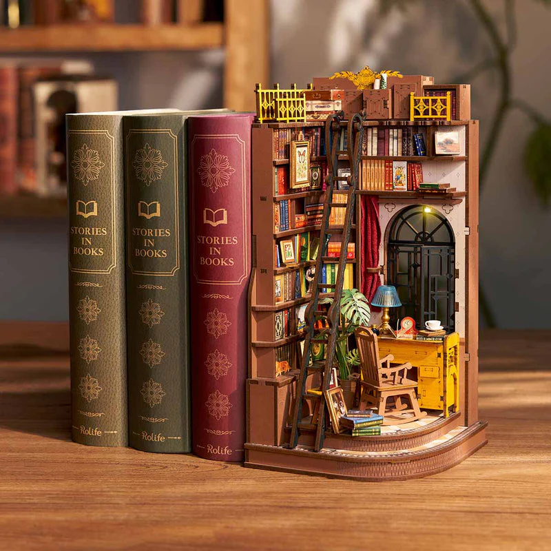 Rolife Silent Corner Study DIY Book Nook Shelf Insert TGE02 - Image 3