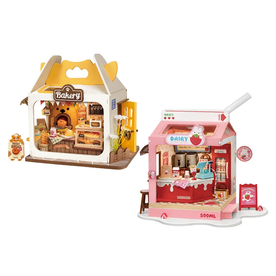 Rolife Strawberry Milk Food Box Shop DIY Miniature House Kit DS034 - Image 8