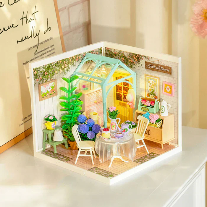Rolife Super Creator Blooming Tea Garden DIY Plastic Miniature House DW013 - Image 3