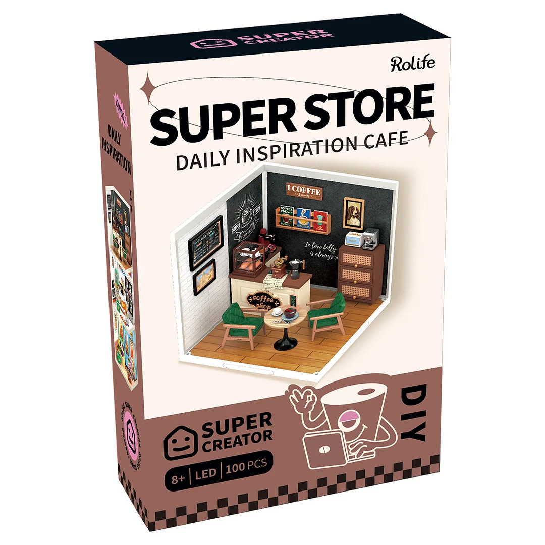 Rolife Super Creator Daily Inspiration Cafe Plastic DIY Miniature House Kit DW001 - Image 7