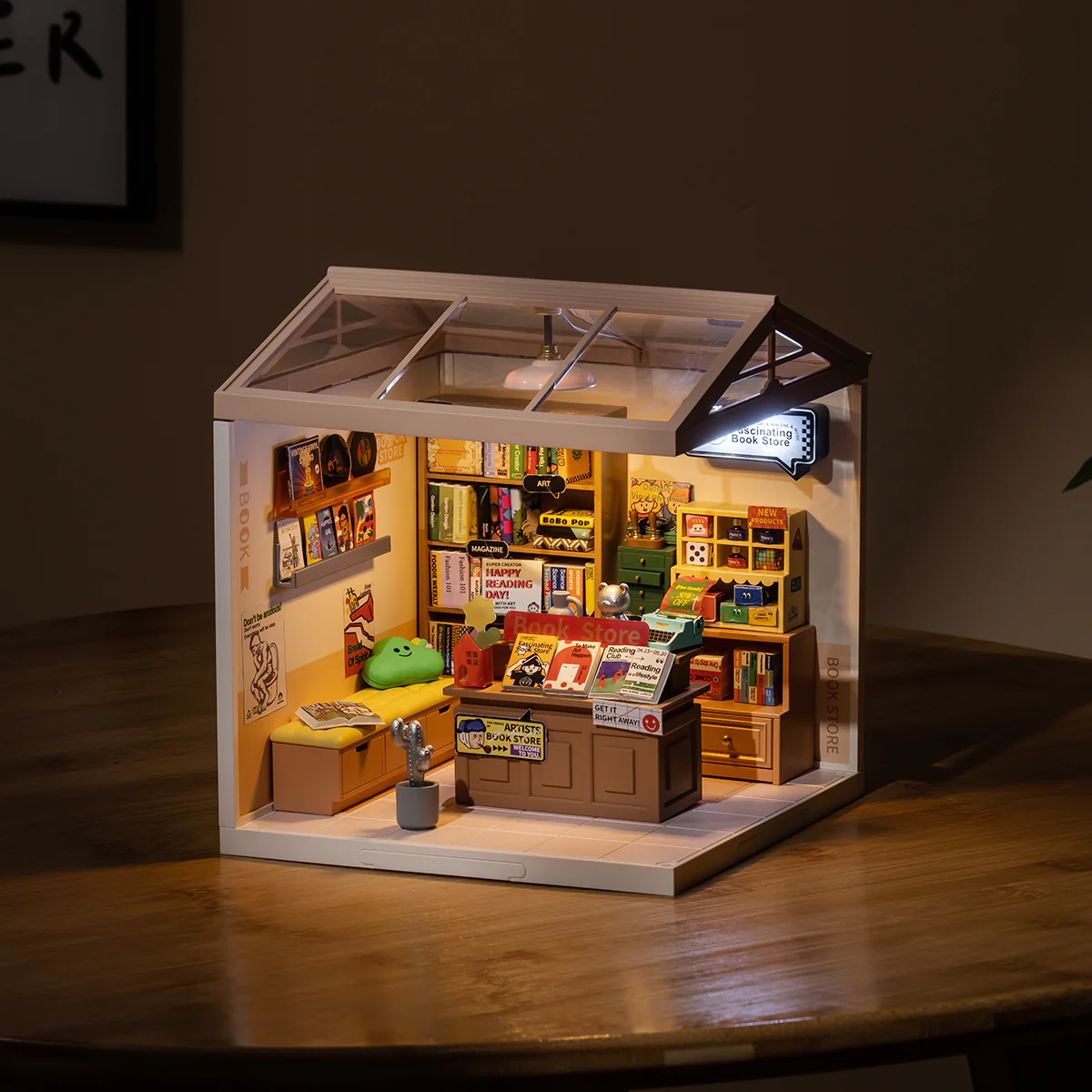 Rolife Super Creator Fascinating Book Store Plastic Miniature House kit DW004 - Image 2